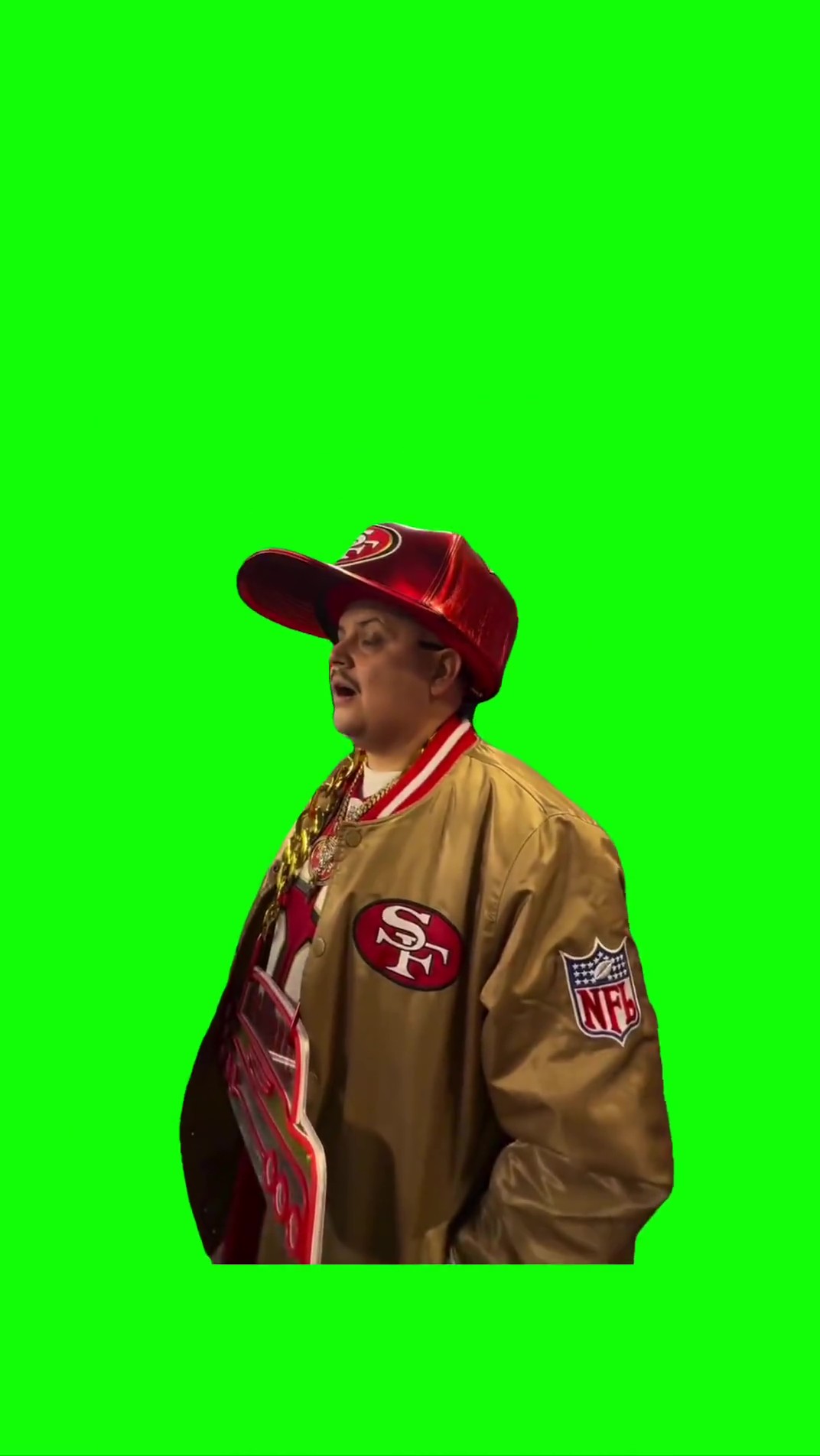 49ers fan shocked green screen