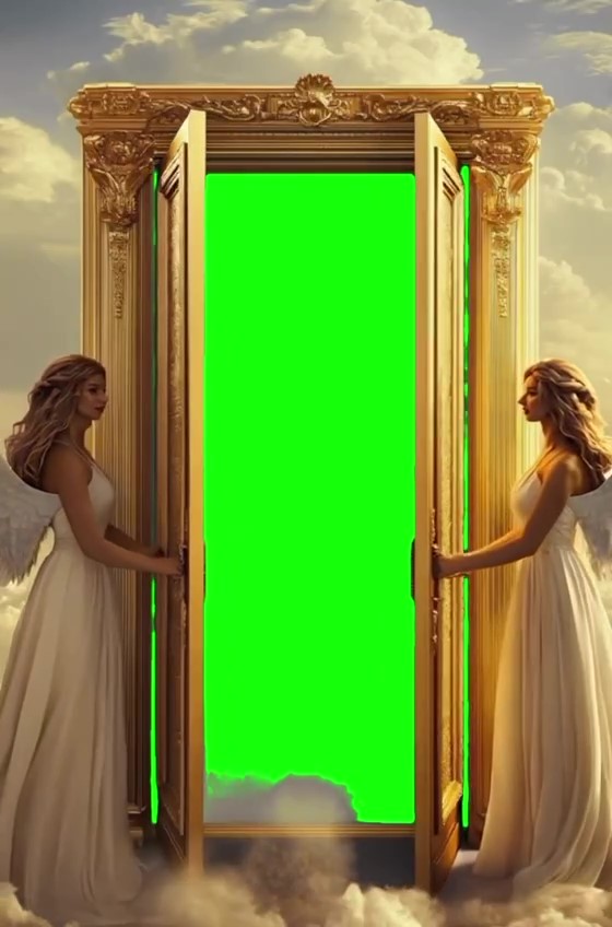Angels open Doors to green screen