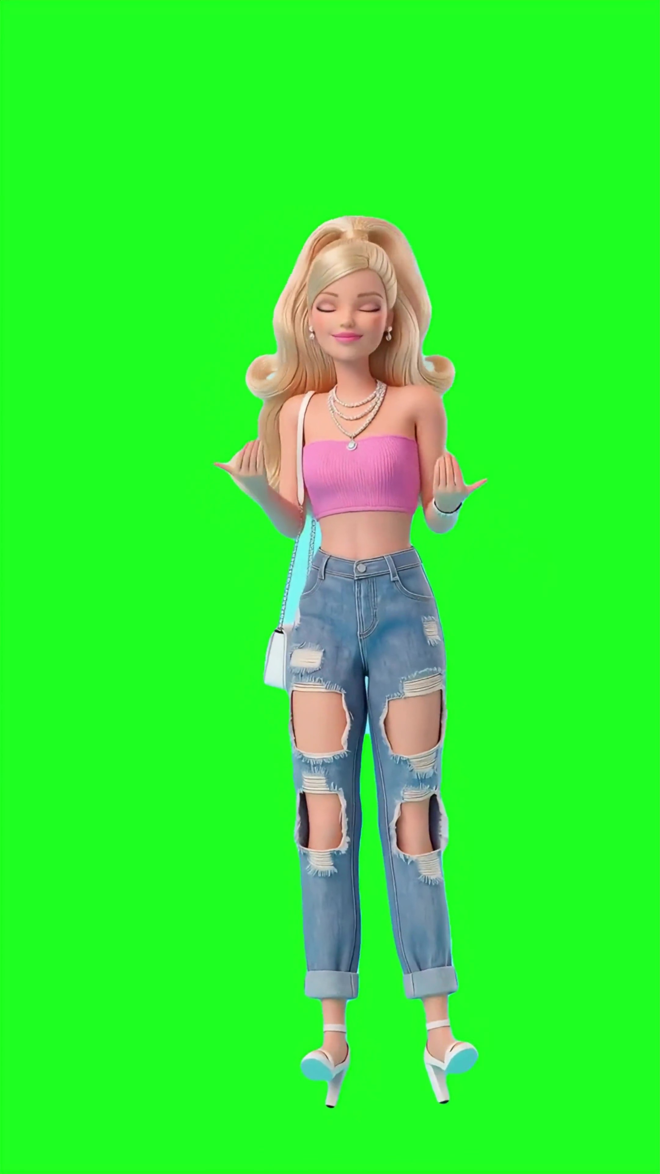Barbie doing sea lion green screen