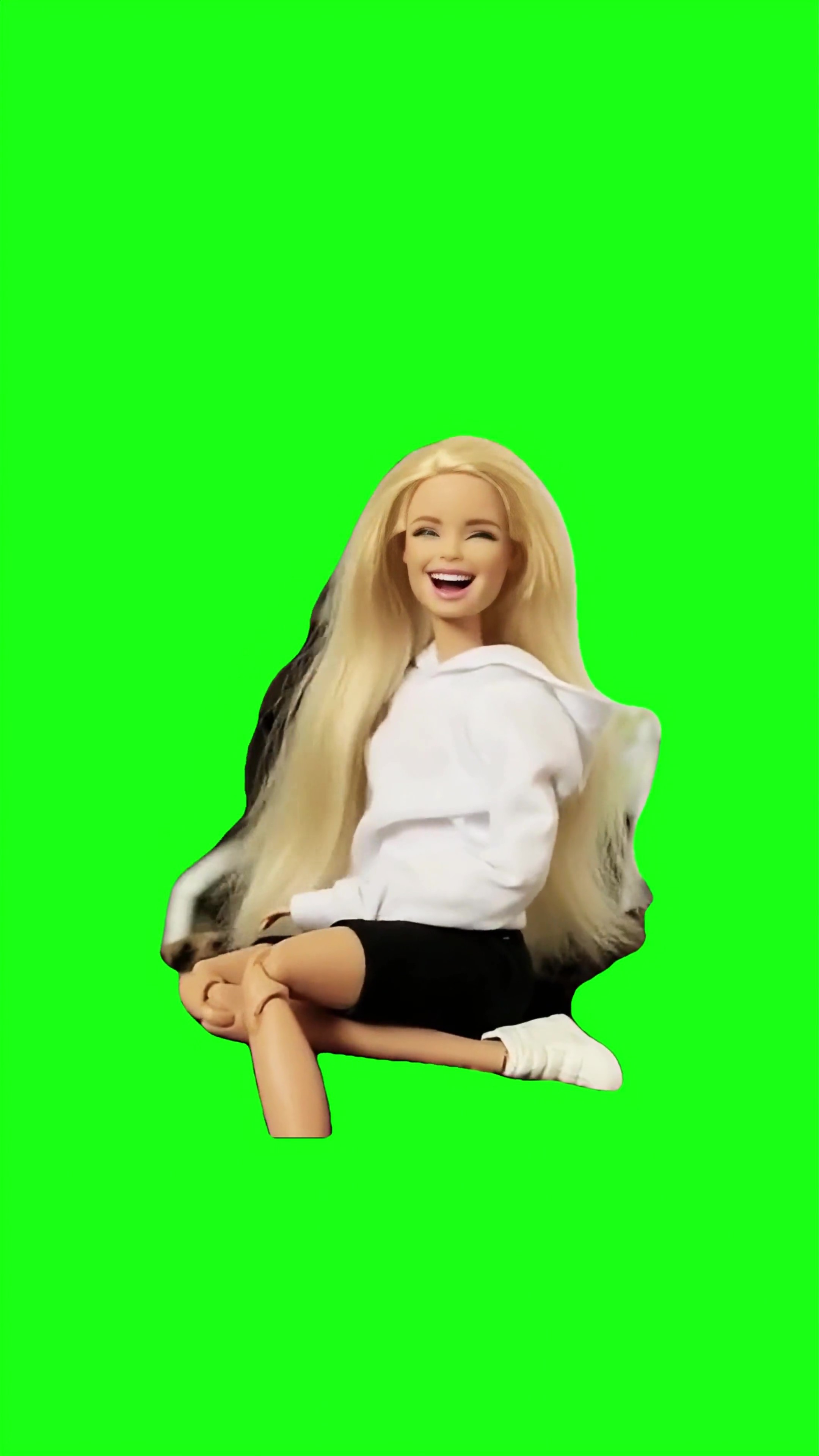 Barbie fake laughing green screen