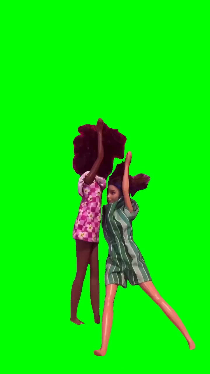 Barbies Throwing hands green screen