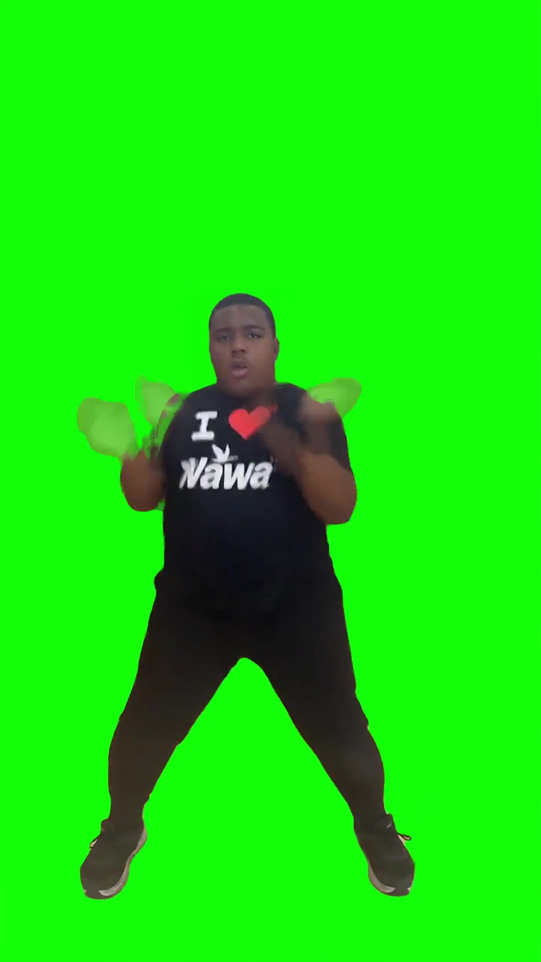 Big back getting down green screen