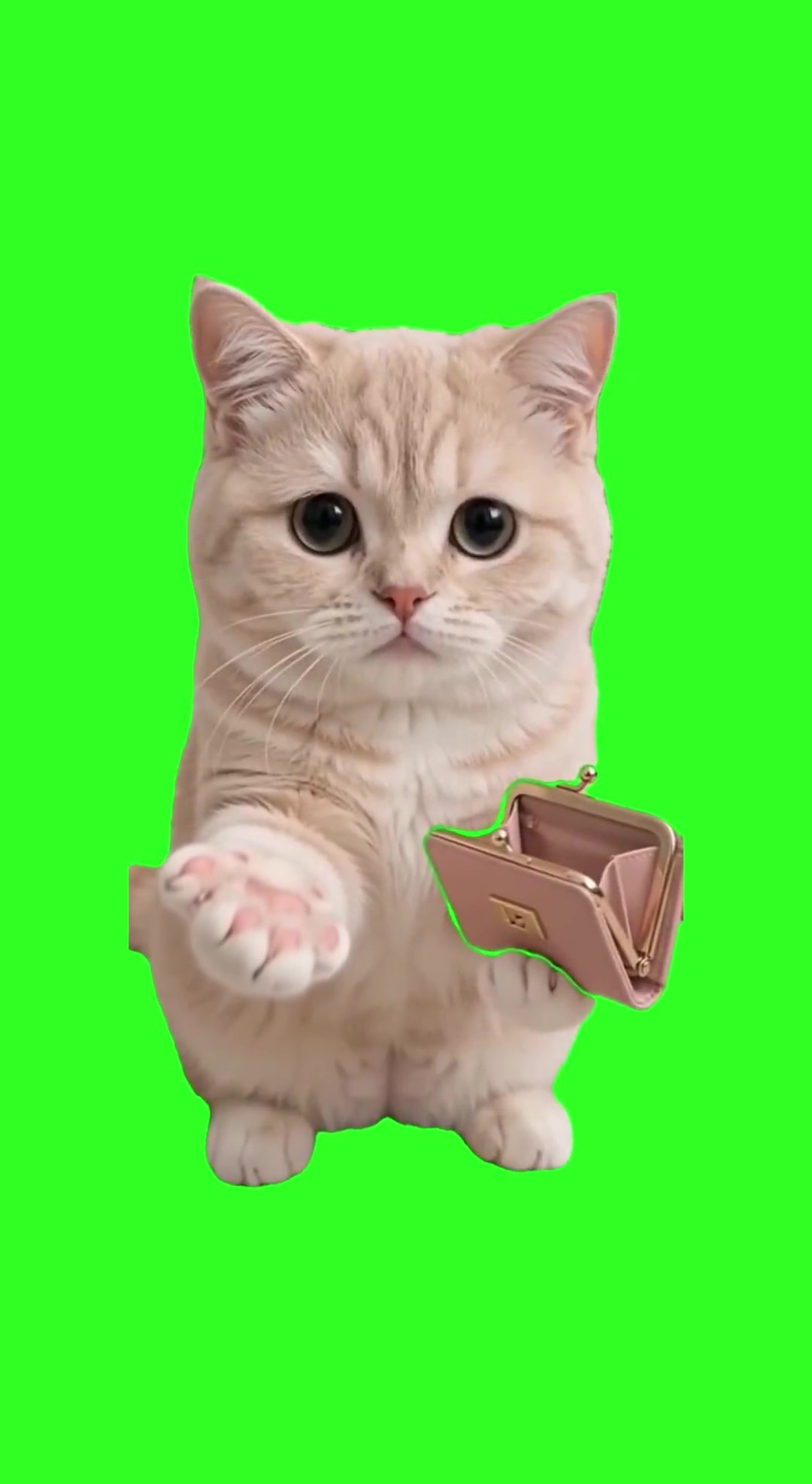 Cat begging for money green screen