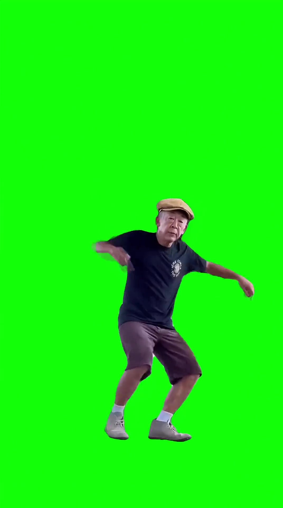 Chinese grandpa dancing green screen