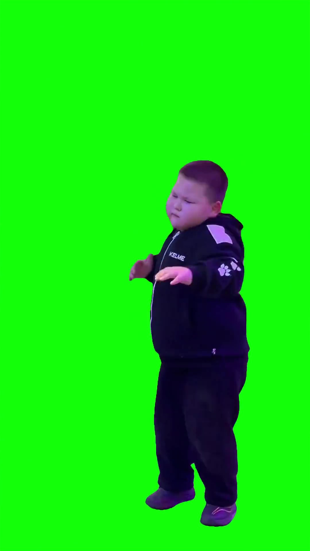 Chubby kid dancing green screen