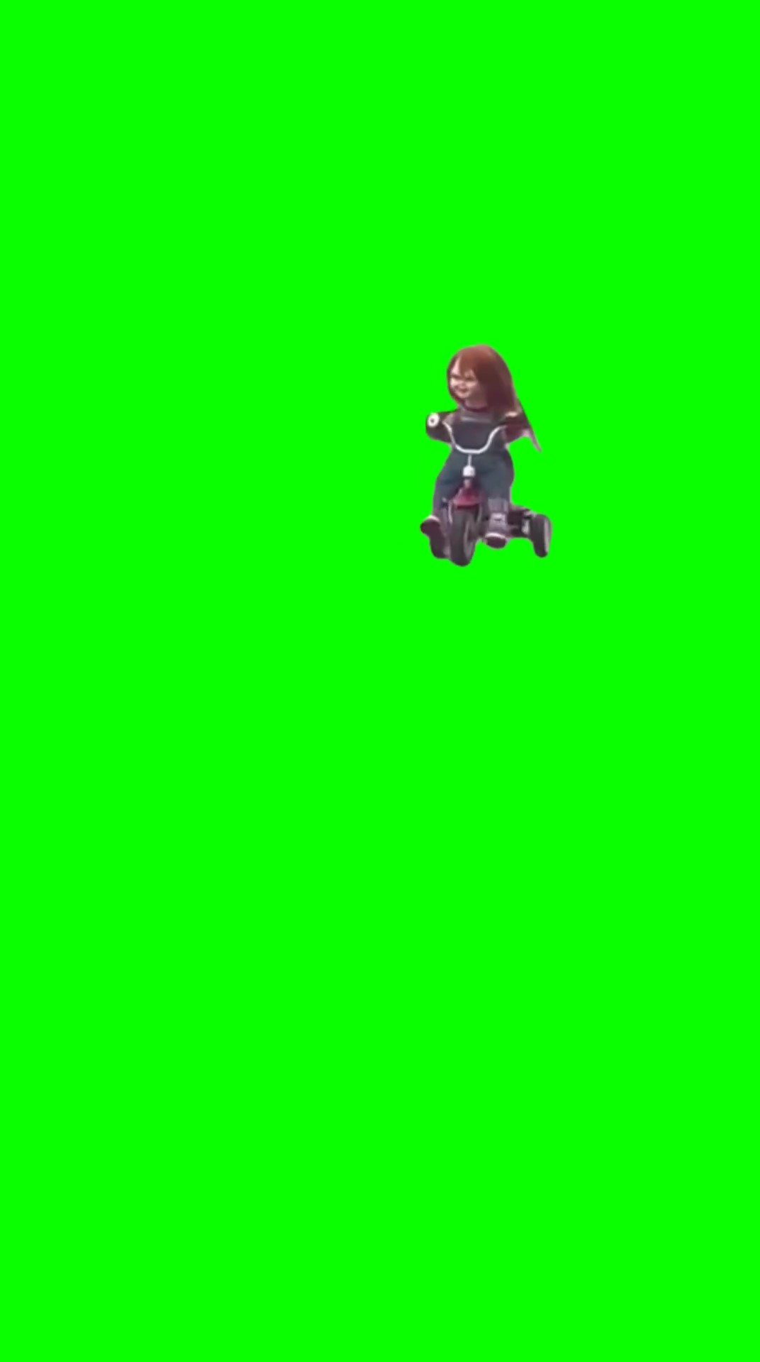 Chucky riding bicycle green screen