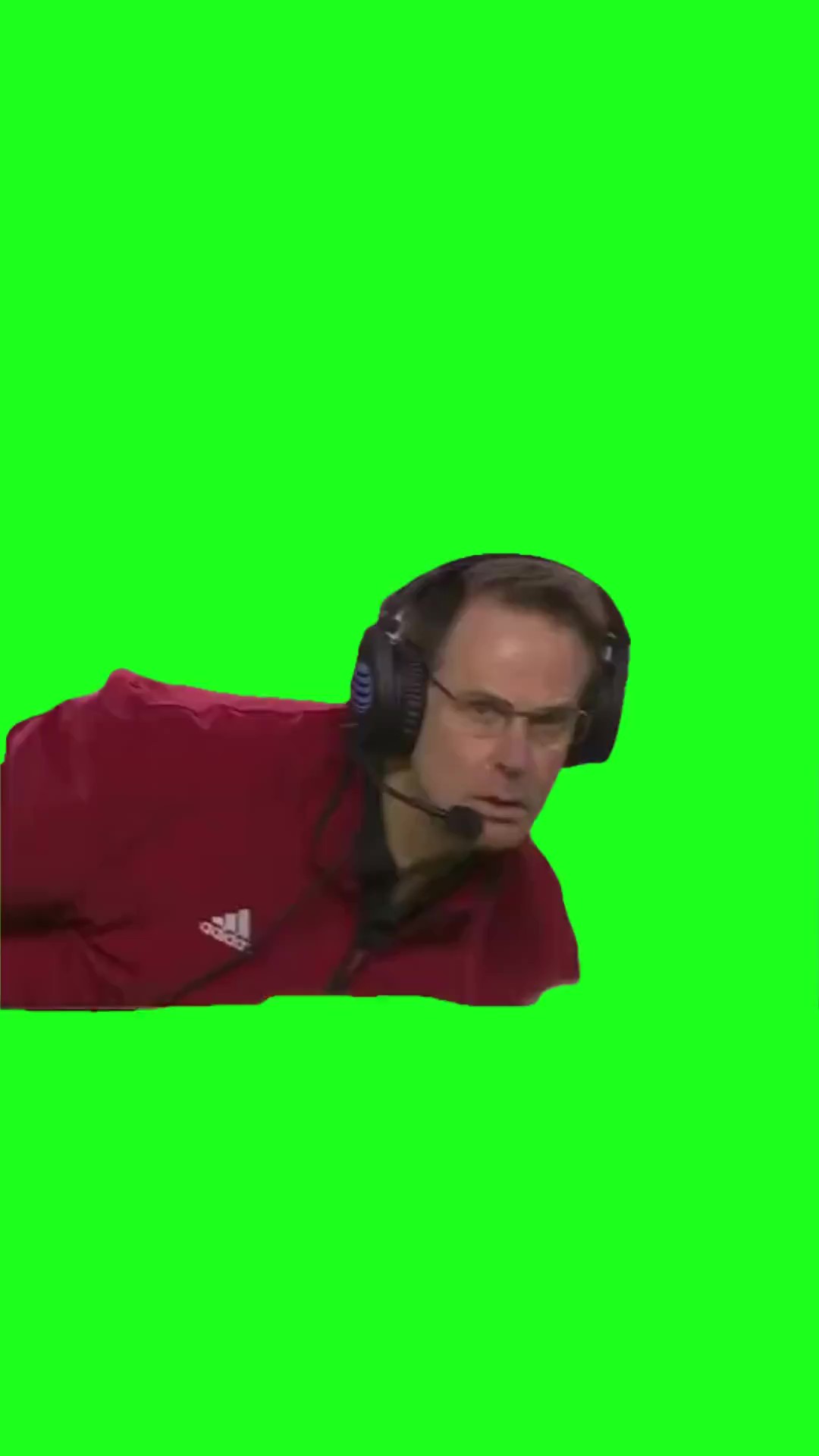 Coach looking around green screen
