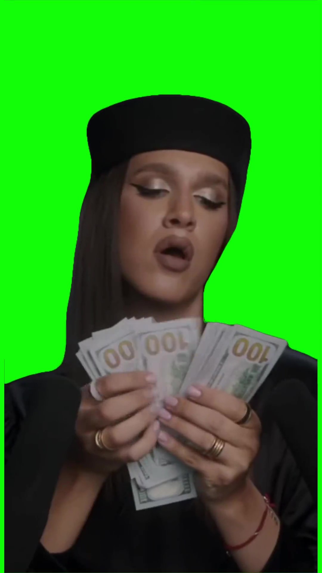 Counting money green screen