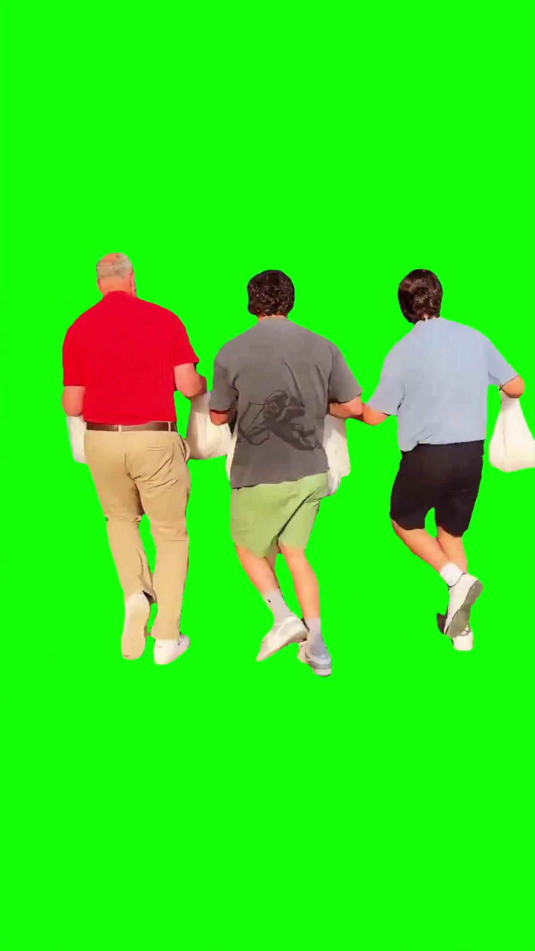 Dancing with bags green screen