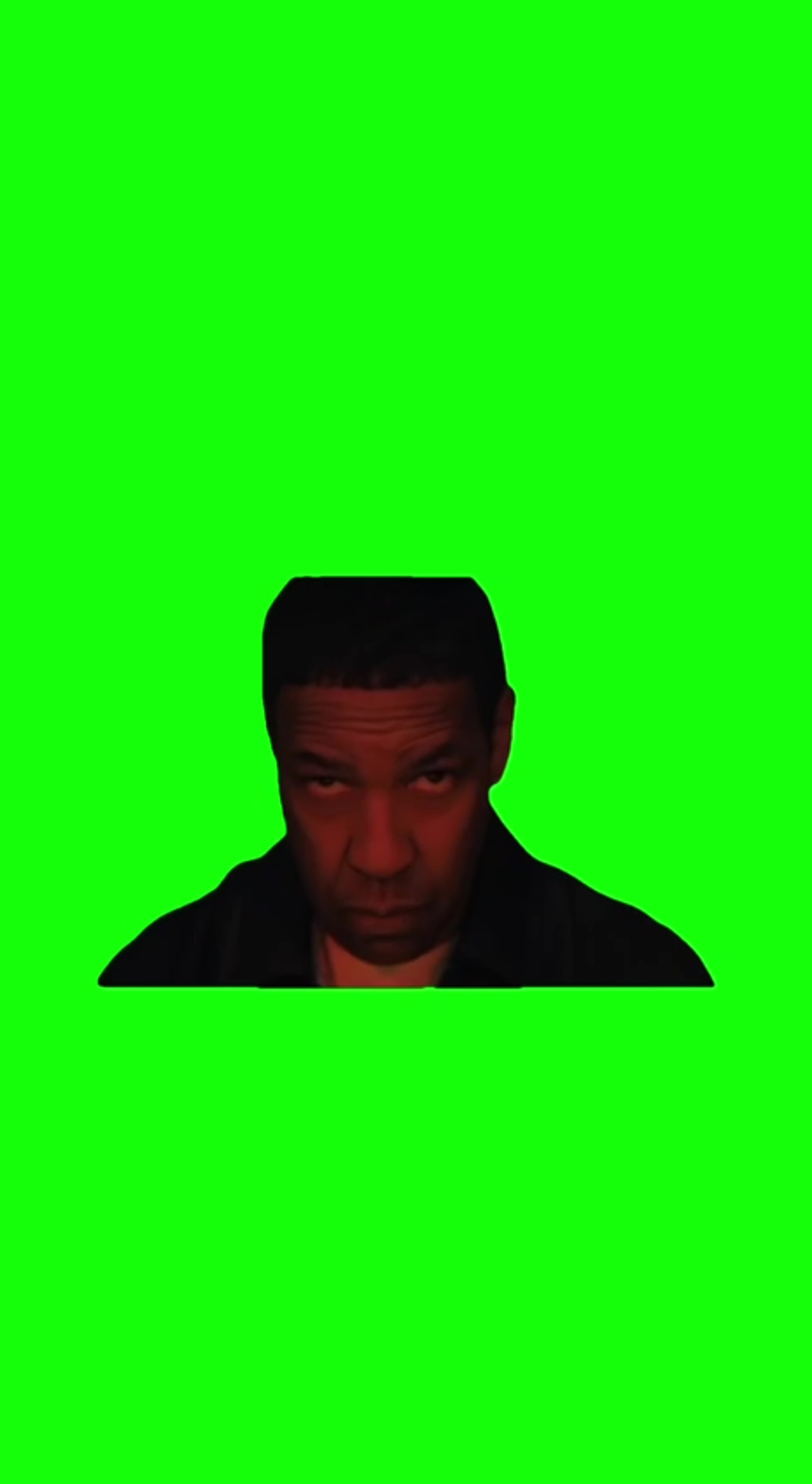 Denzel Washington looking up green screen