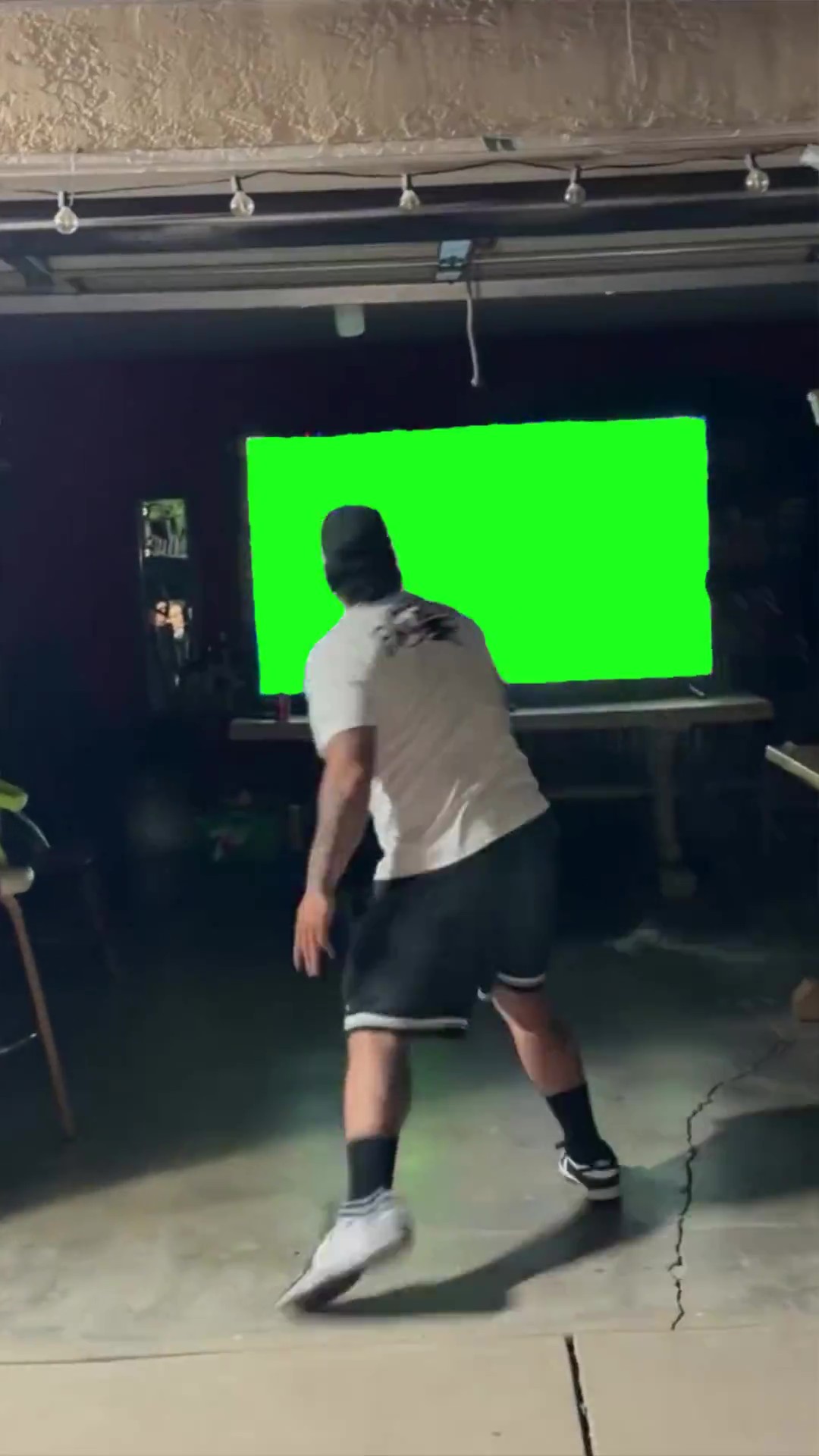 Dude breaks tv green screen