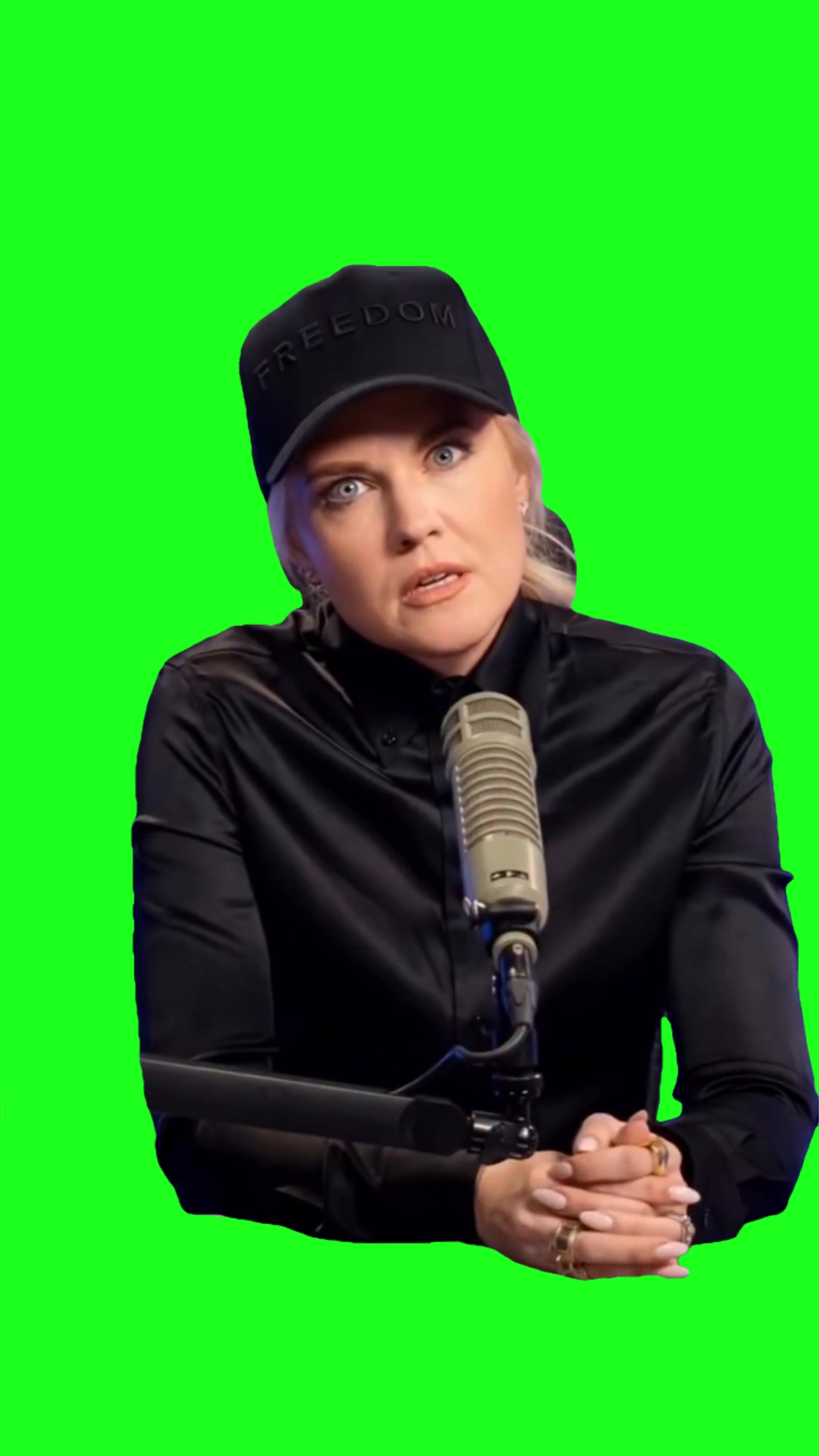 Erika Kirk sighs green screen