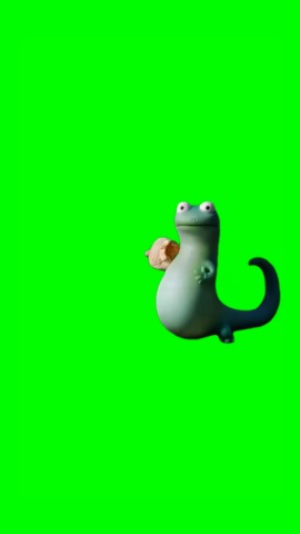 Fat Lizard walking With Popcorn green screen