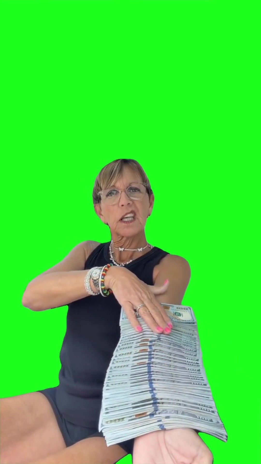 Flexing money green screen