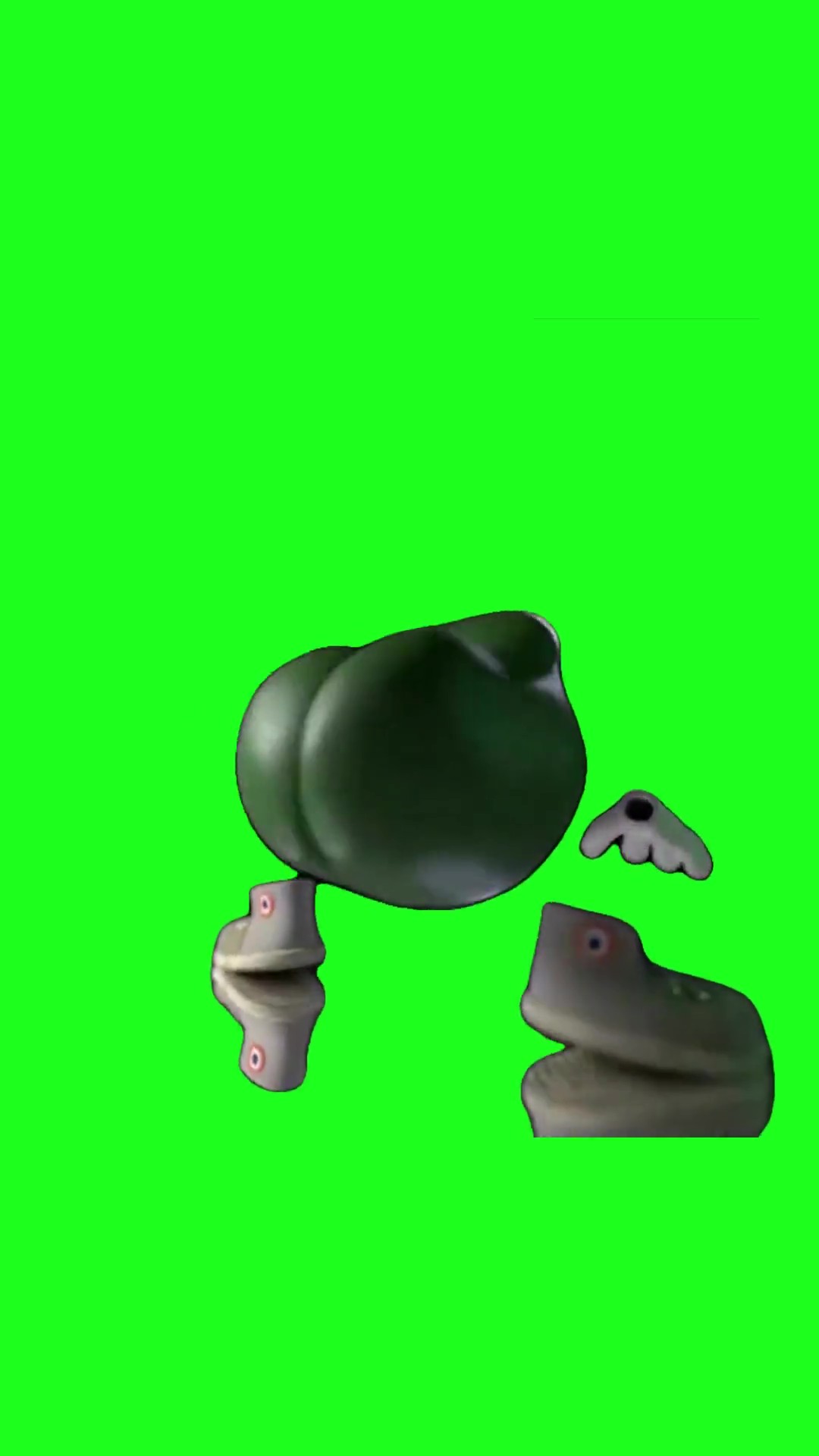 Frog throwing back green screen