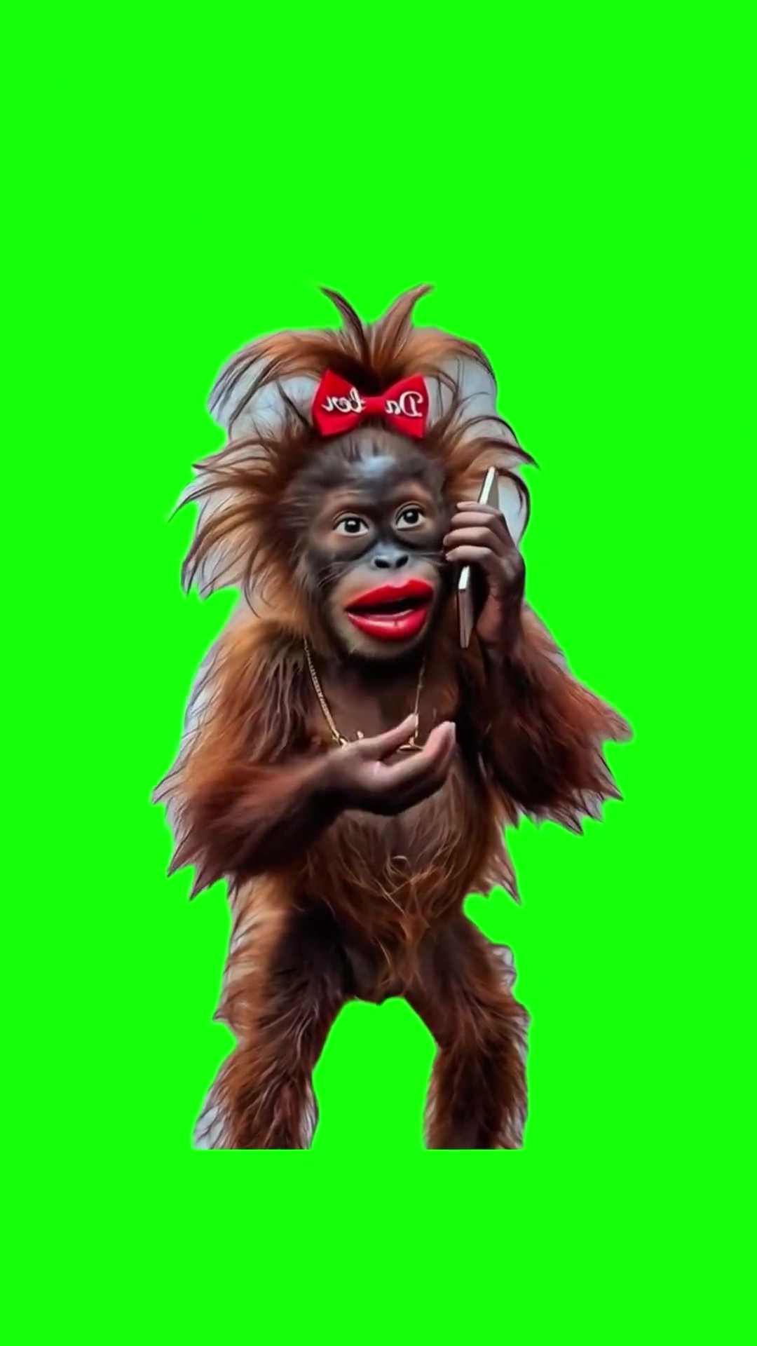 Frustrated Monkey on Phone green screen