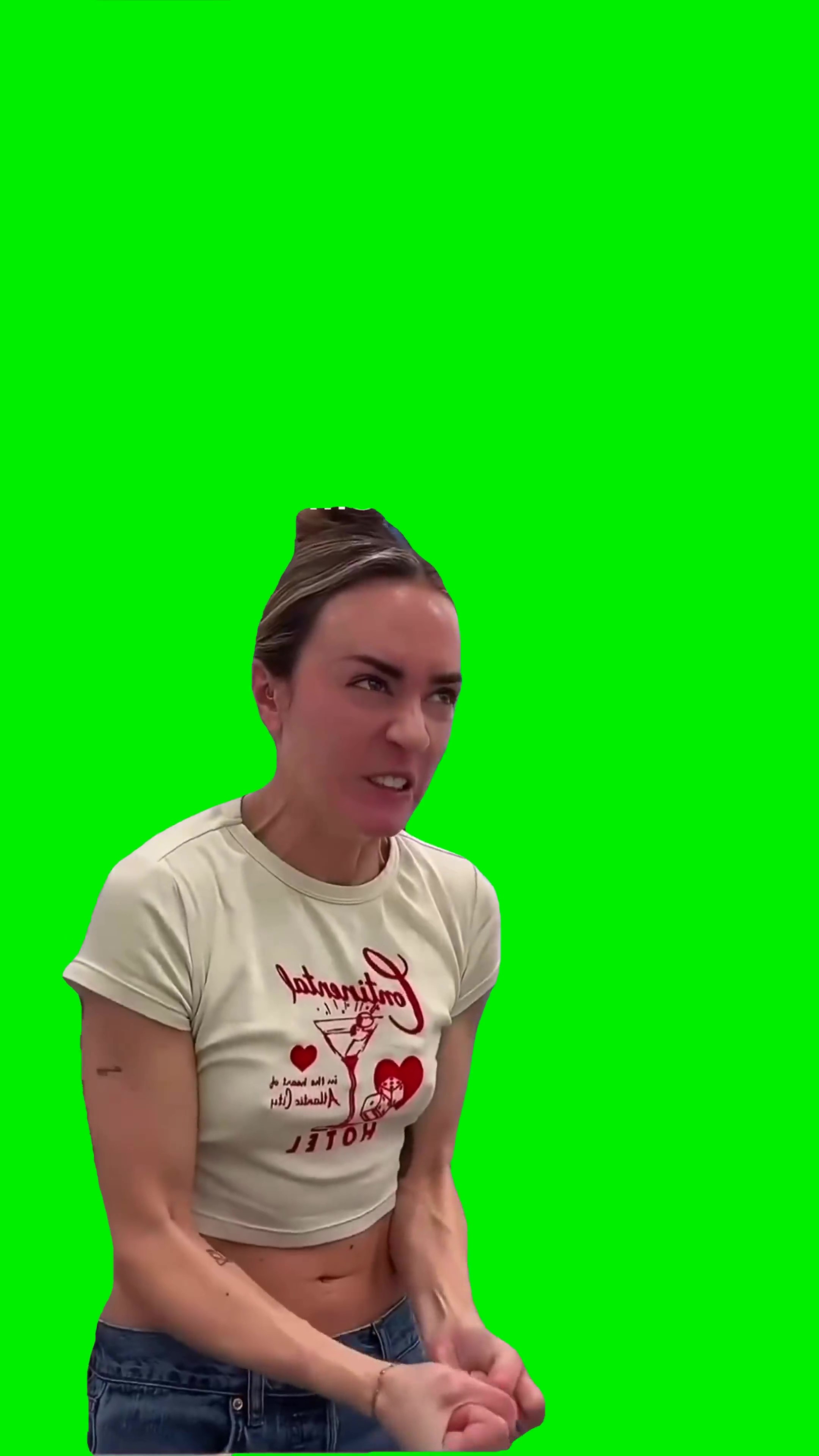 Girl shadow boxing green screen