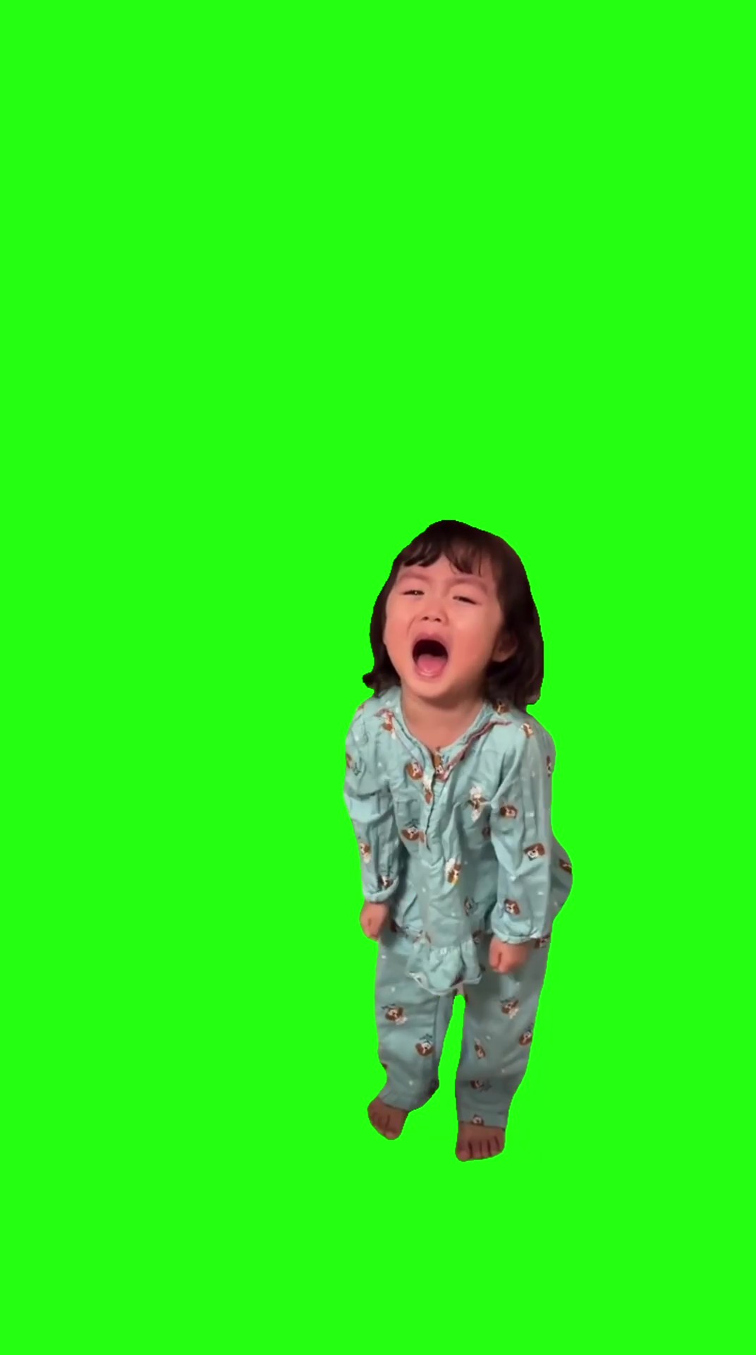 Girl throwing tantrum green screen