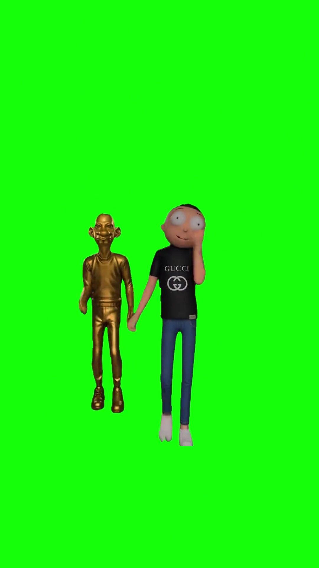 Golden Neegy and Gucci Morty Dancing green screen