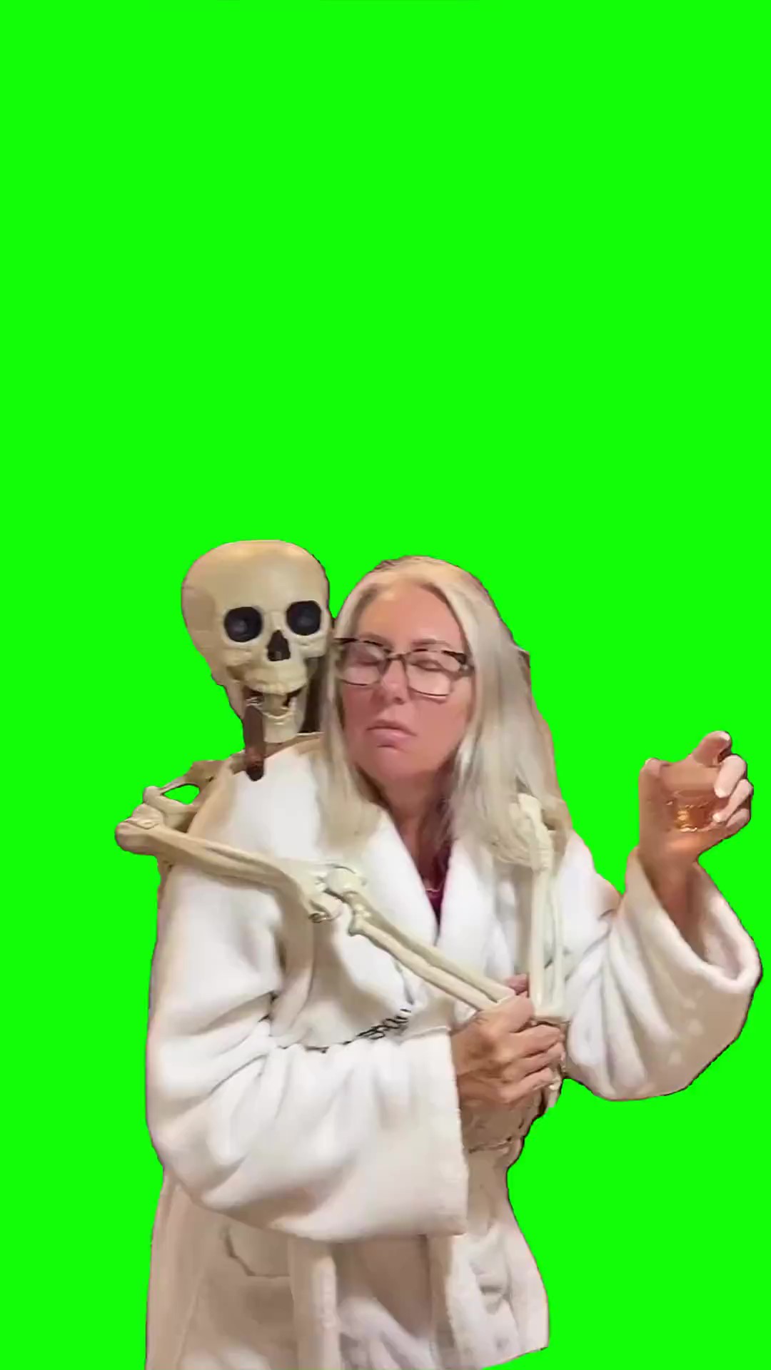 Granny Dancing with Skeleton green screen