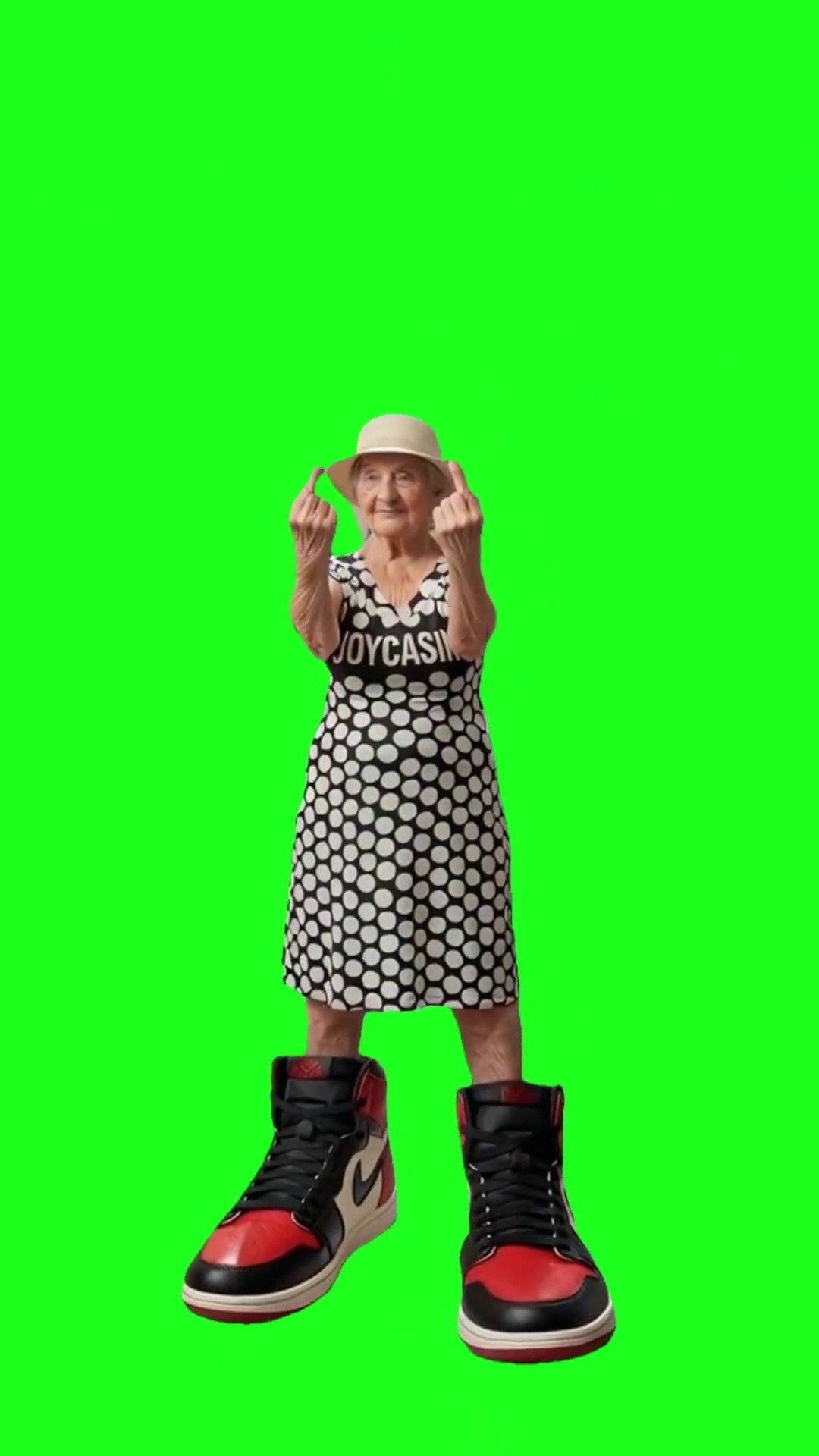 Granny Showing Middle Fingers green screen