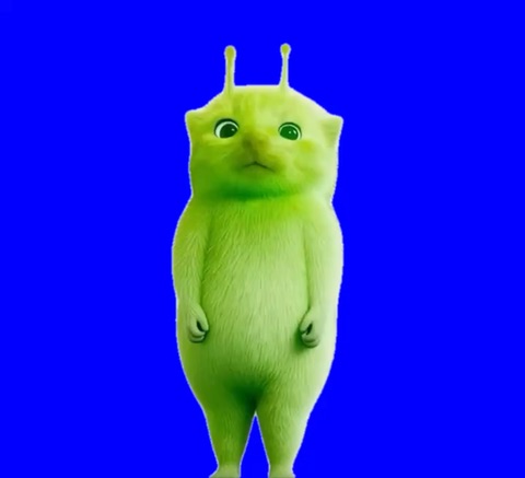 Green Alien Cat Call Me Baby Boo Dance green screen