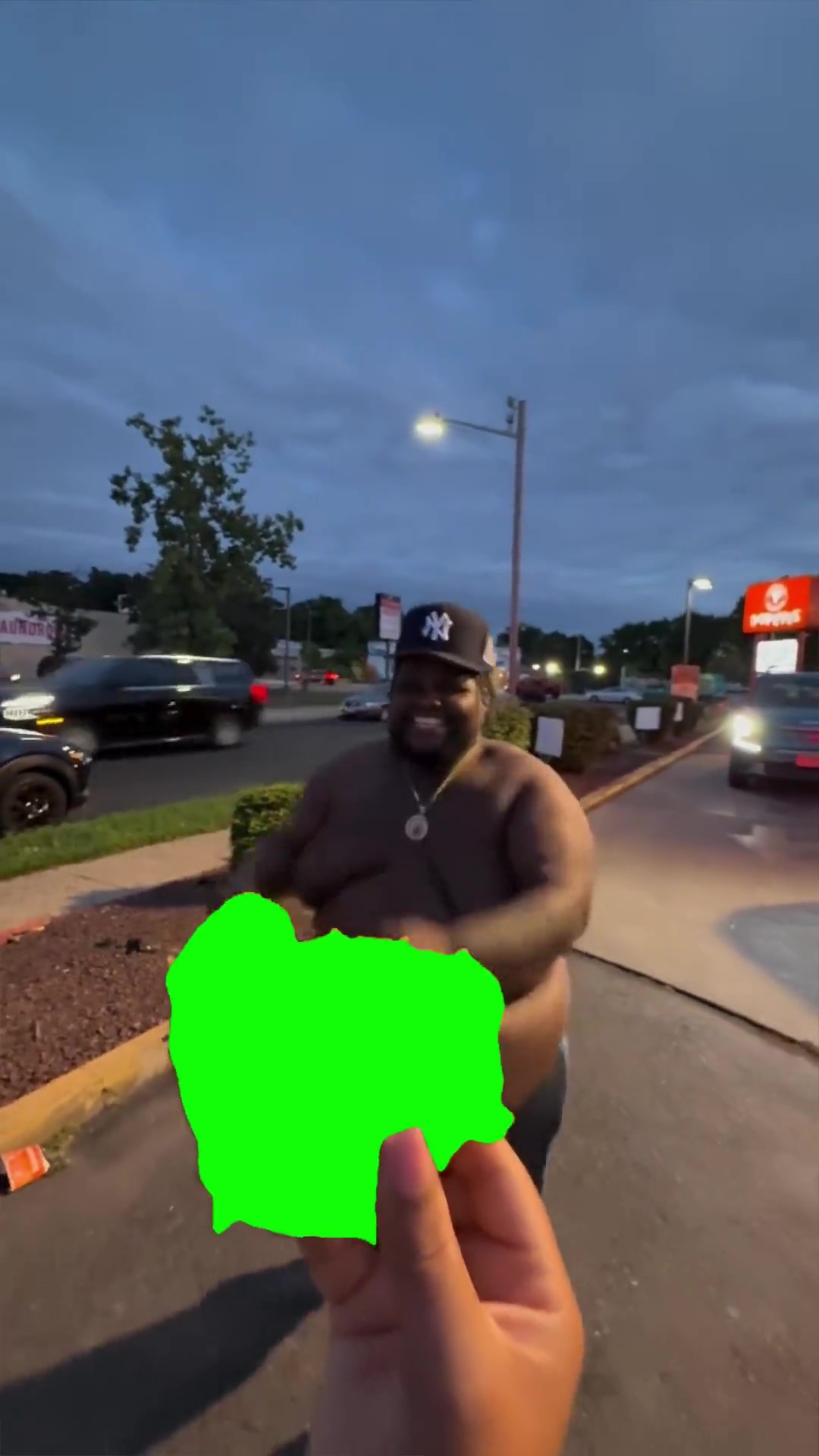 Guy chasing green screen