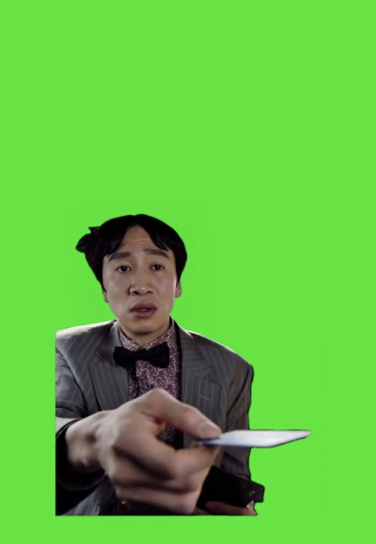 Guy handing his credit card green screen