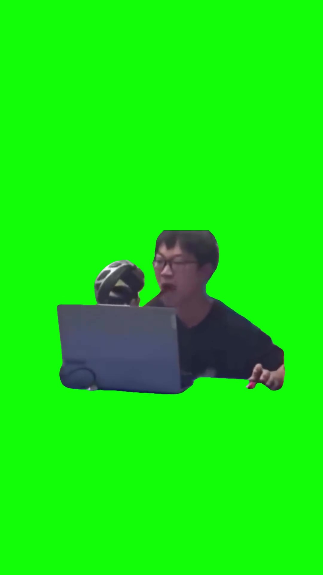Guy yelling into a mic green screen