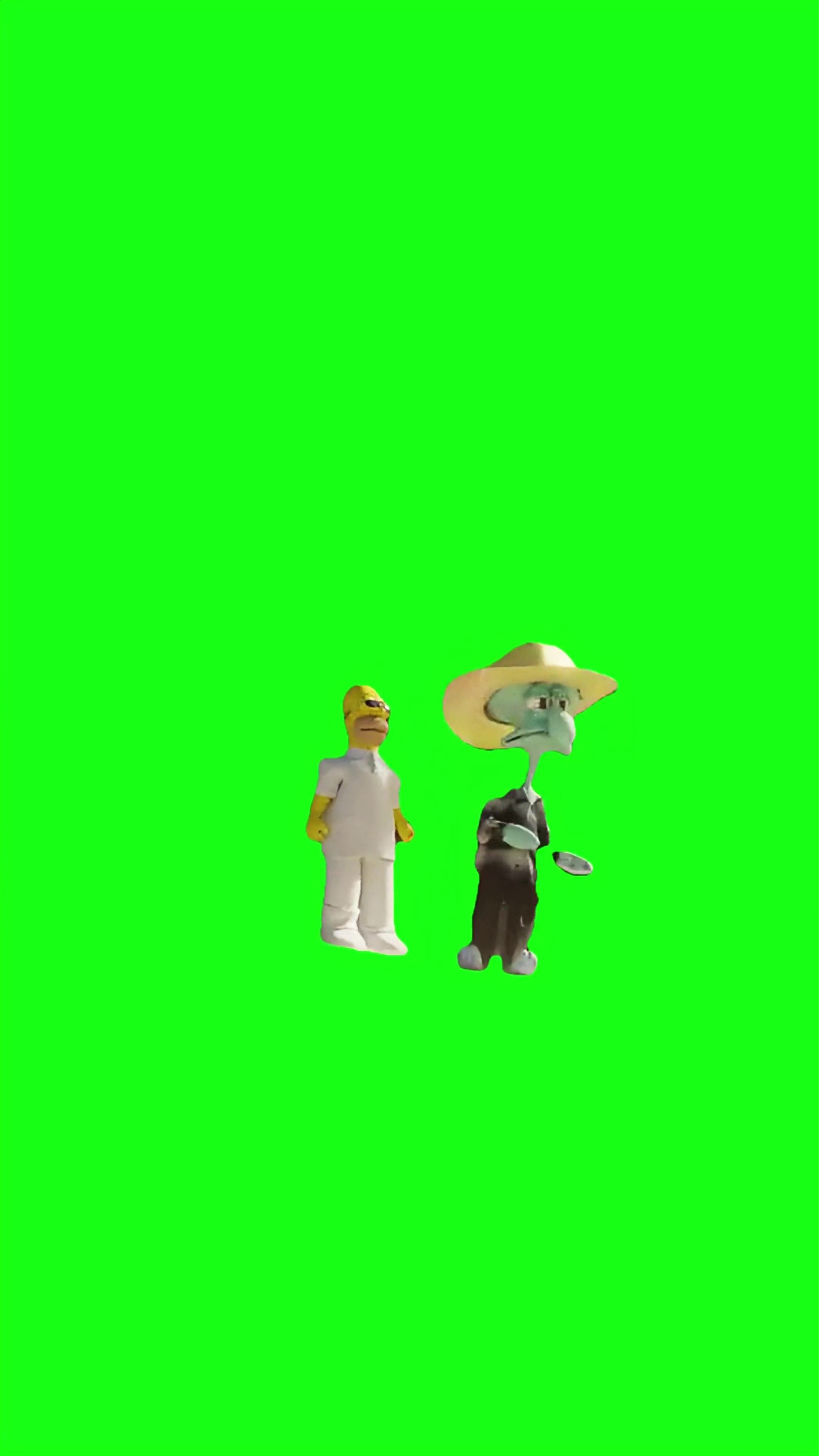 Homer and Squidward Vibing green screen