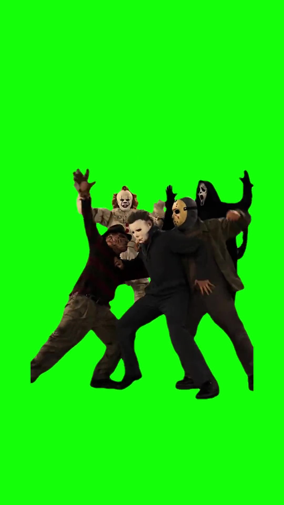 Horror Movie Characters Fighting Who Is Boss Halloween green screen