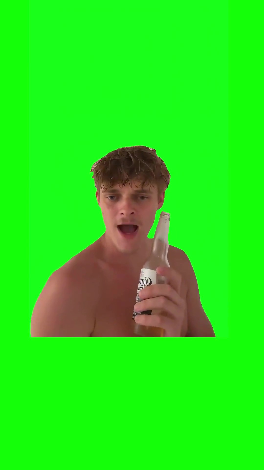 Jack drunk in a shower green screen