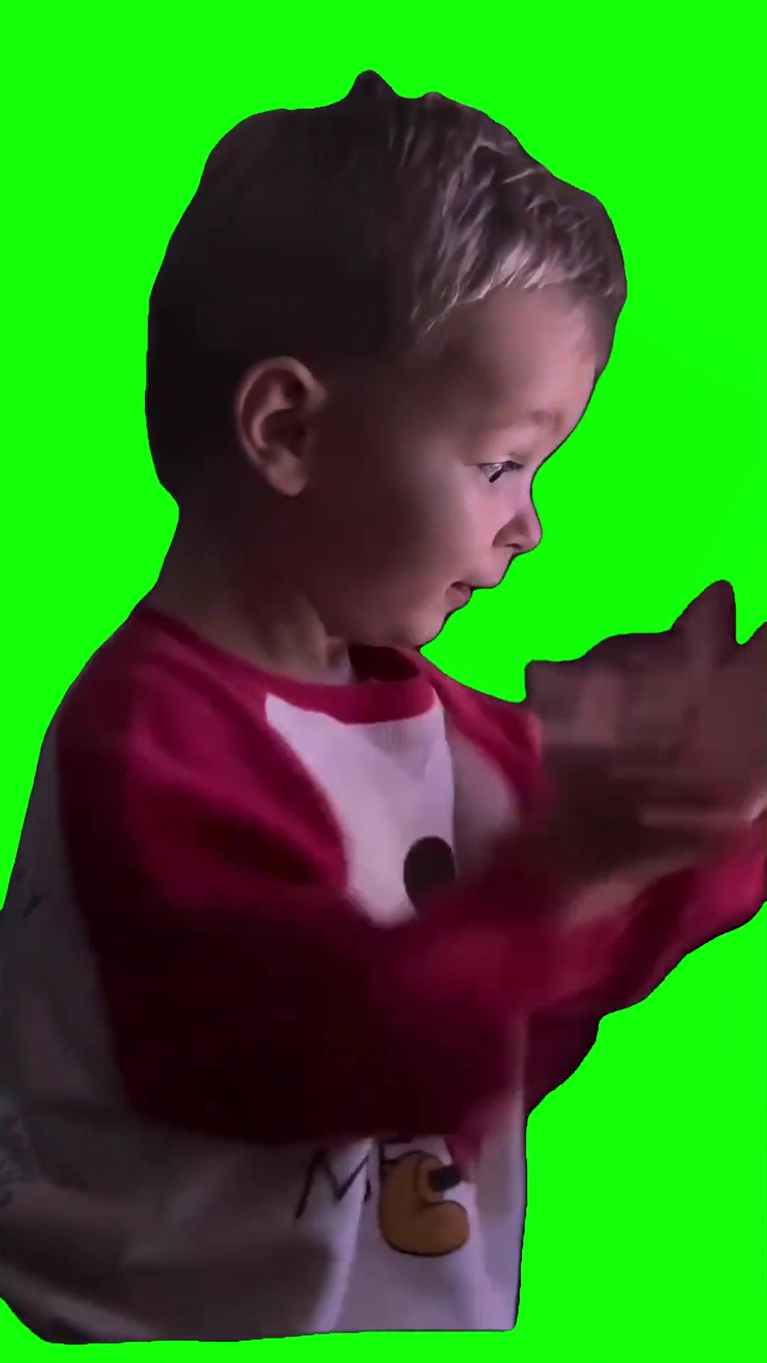 Kid clapping excitingly green screen