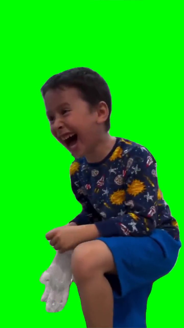 Kid laughing green screen