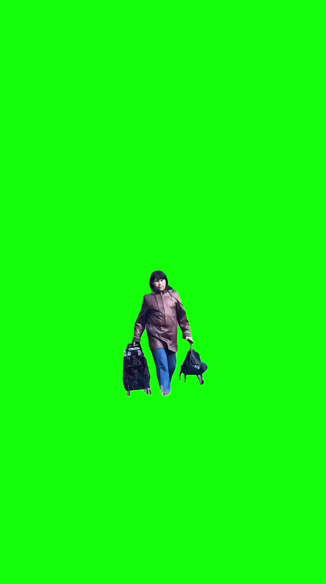 Man Walking with Suitcase green screen