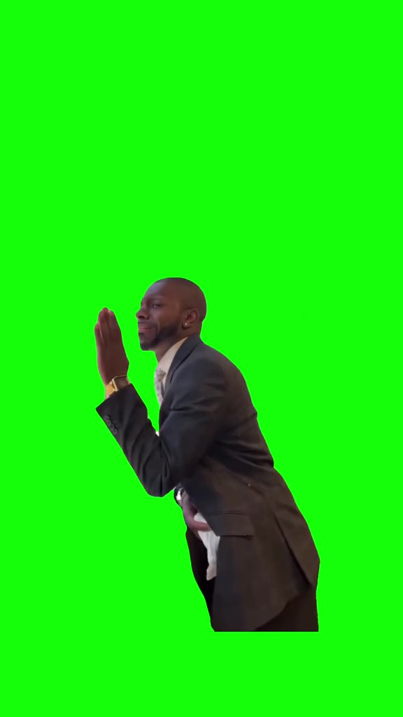 Man whining green screen