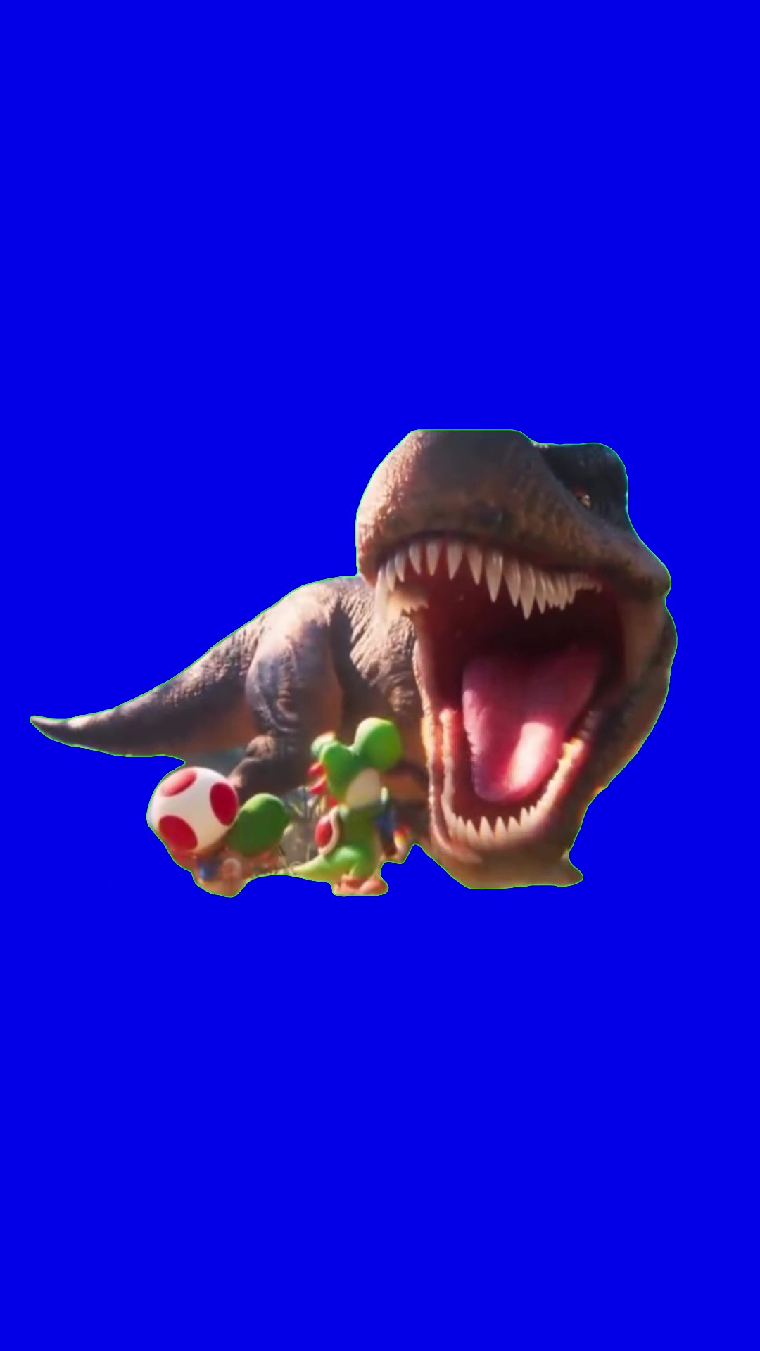 Mario dinosaur roar at yoshi  green screen