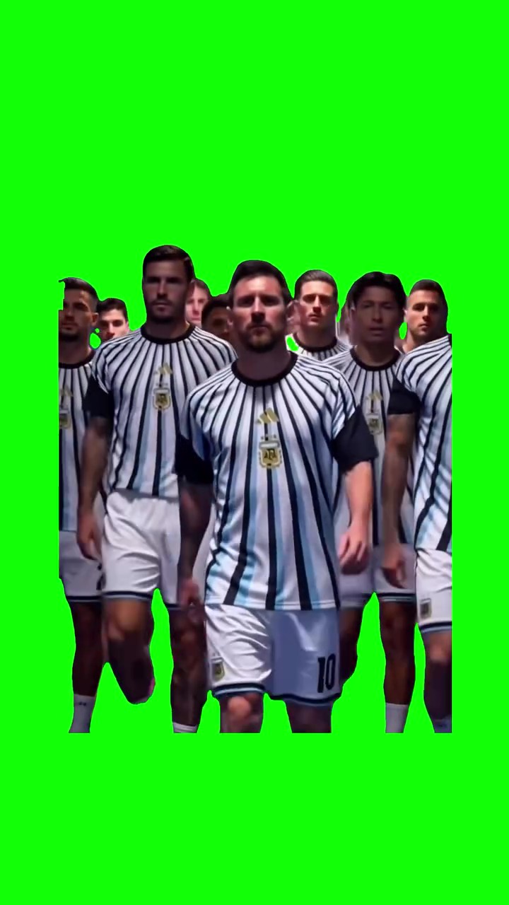Messi Team Walking green screen