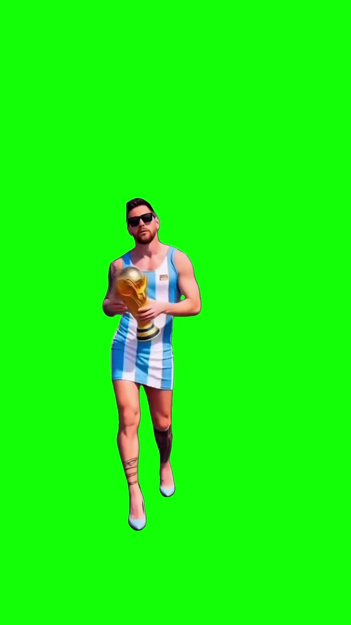 Messi Walking green screen