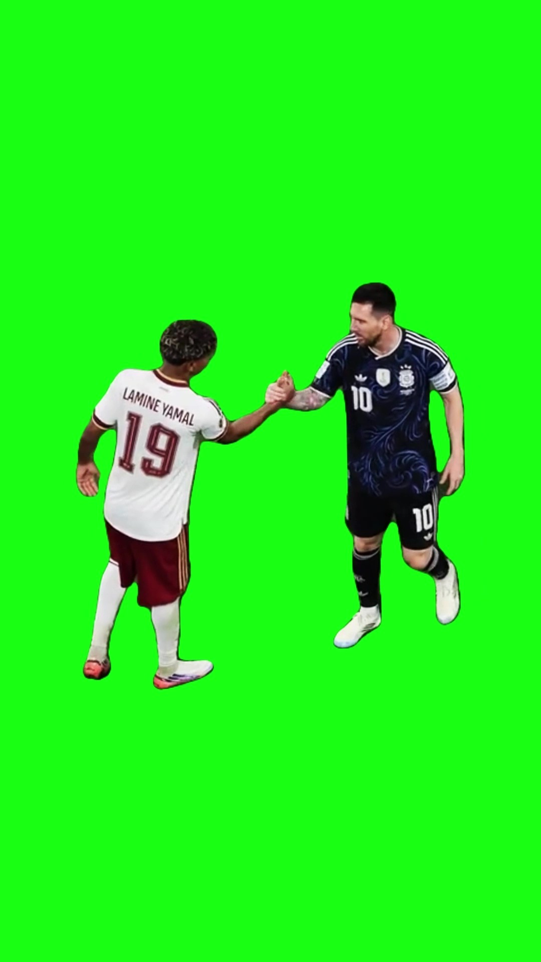 Messi X Lamine Shaking Hands After Finale green screen