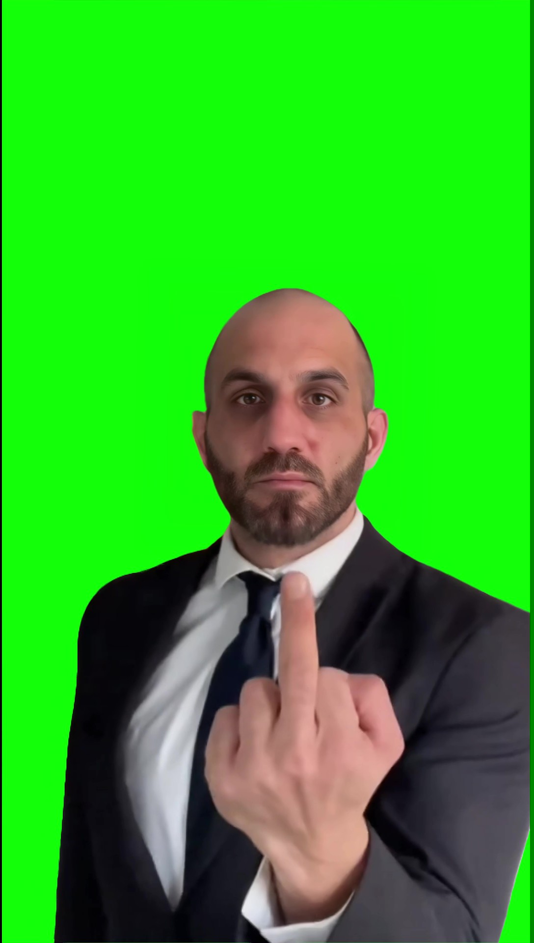 Michael shows a finger green screen