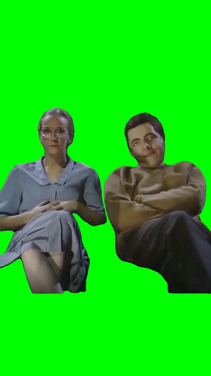 Mr beans gets scared green screen