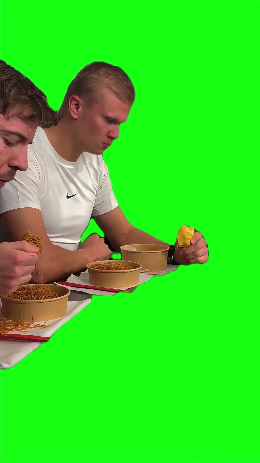 MrBeast & Erling Haaland Scare Themselves While Eating green screen