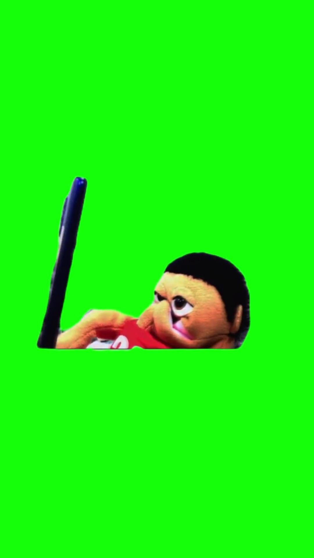 Muppet drops phone green screen