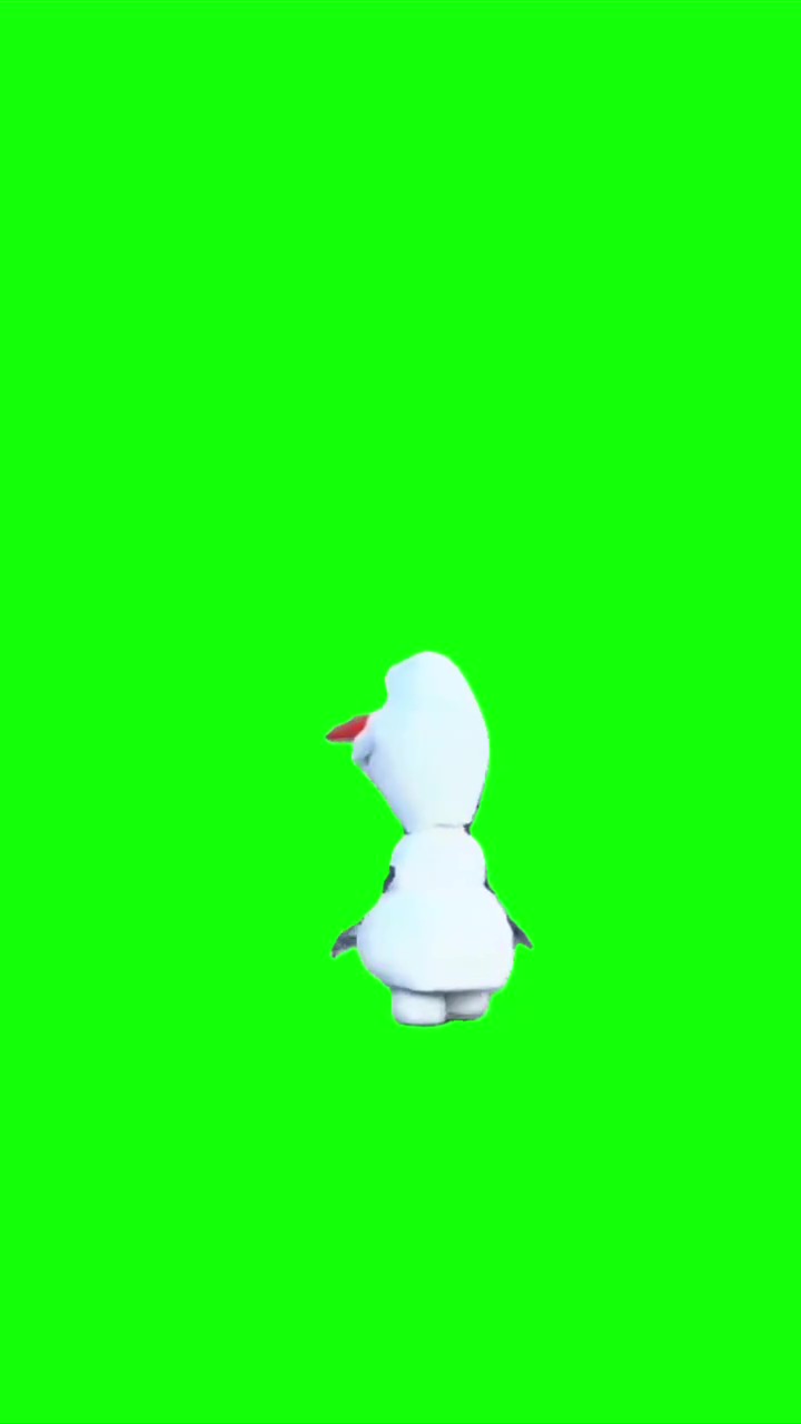 Olaf walking away green screen