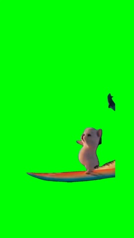 Pibble Surfing green screen