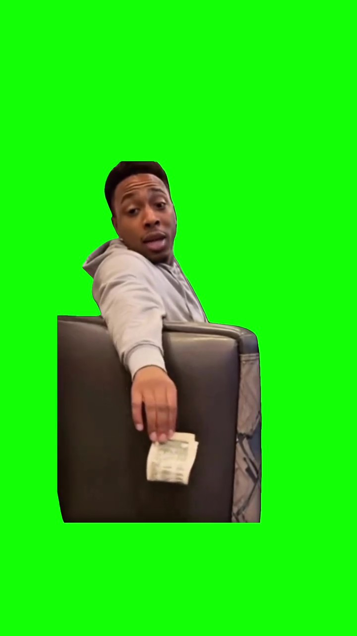 Handing money green screen