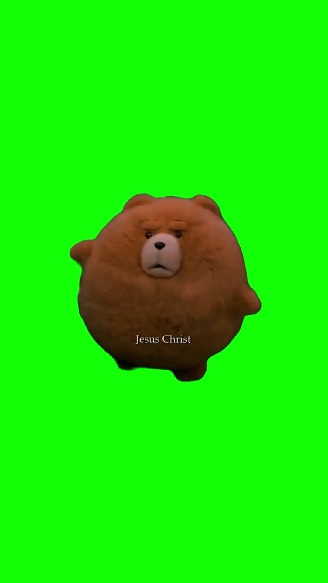Round Ted Saying Jesus green screen