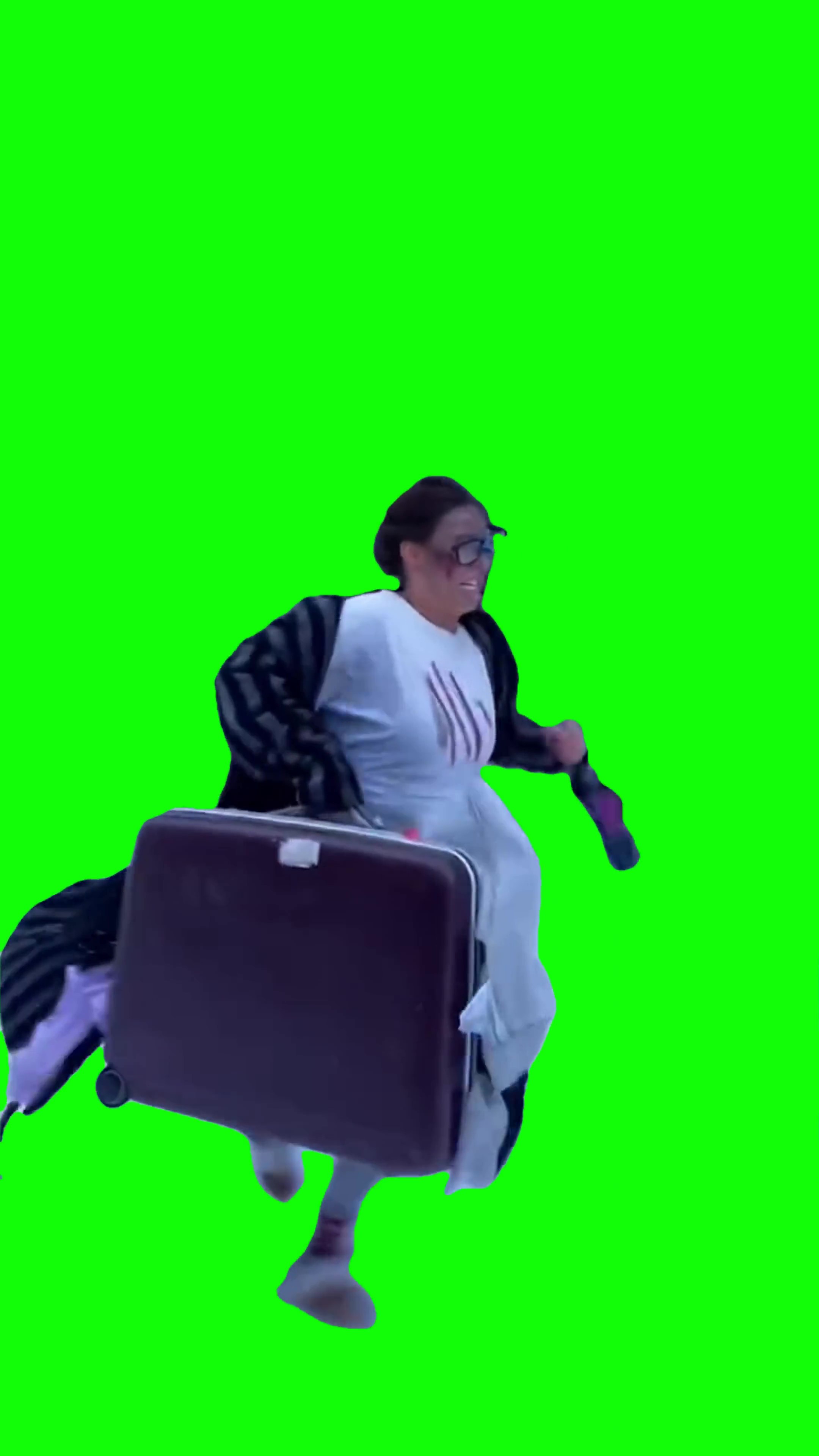 Running with suitcase green screen