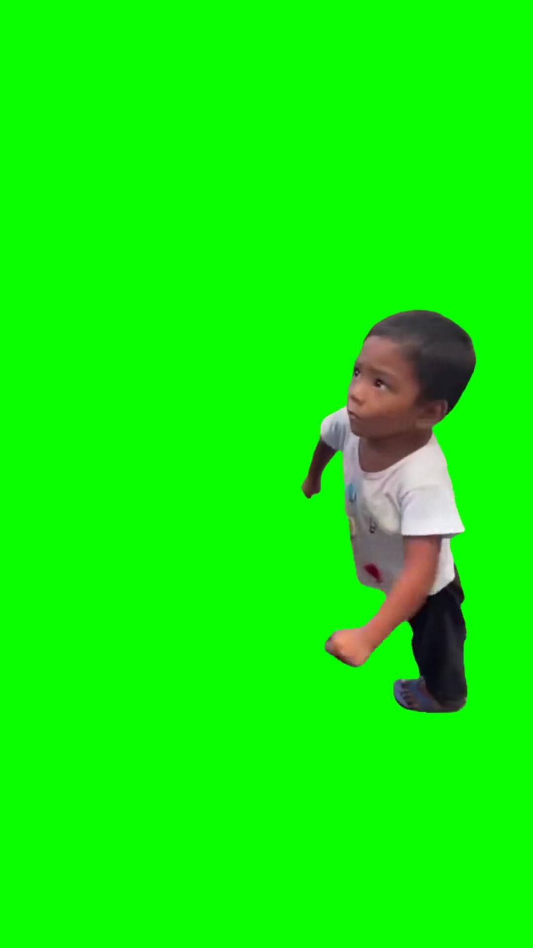 Small Kid punching green screen